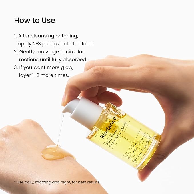 BIODANCE Radiant Vita Niacinamide Serum, Brightening, Dark Spot Care, Hydrating for Sensitive Skin, Filter Glow Serum for All Skin Types, Korean Skincare | 1.01 floz x 1 ea-GlimoraGlow