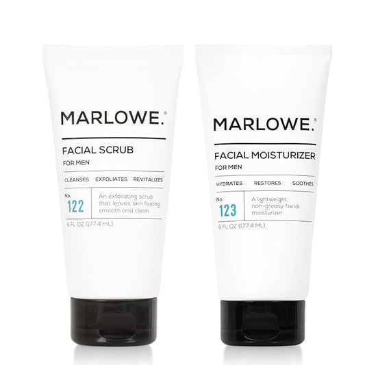 MARLOWE. Skin Care Set, No. 122 Facial Scrub 6 oz & No. 123 Facial Moisturizer 6 oz with Natural Extracts & Antioxidants, Cleanses, Exfoliates, Hydrates & Soothes-GlimoraGlow