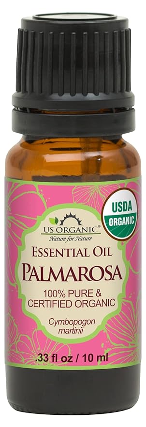 US Organic Palmarosa Essential Oil, USDA Certified Organic 100% Pure, Steam Distilled, Sourced from India (10 ml)-GlimoraGlow