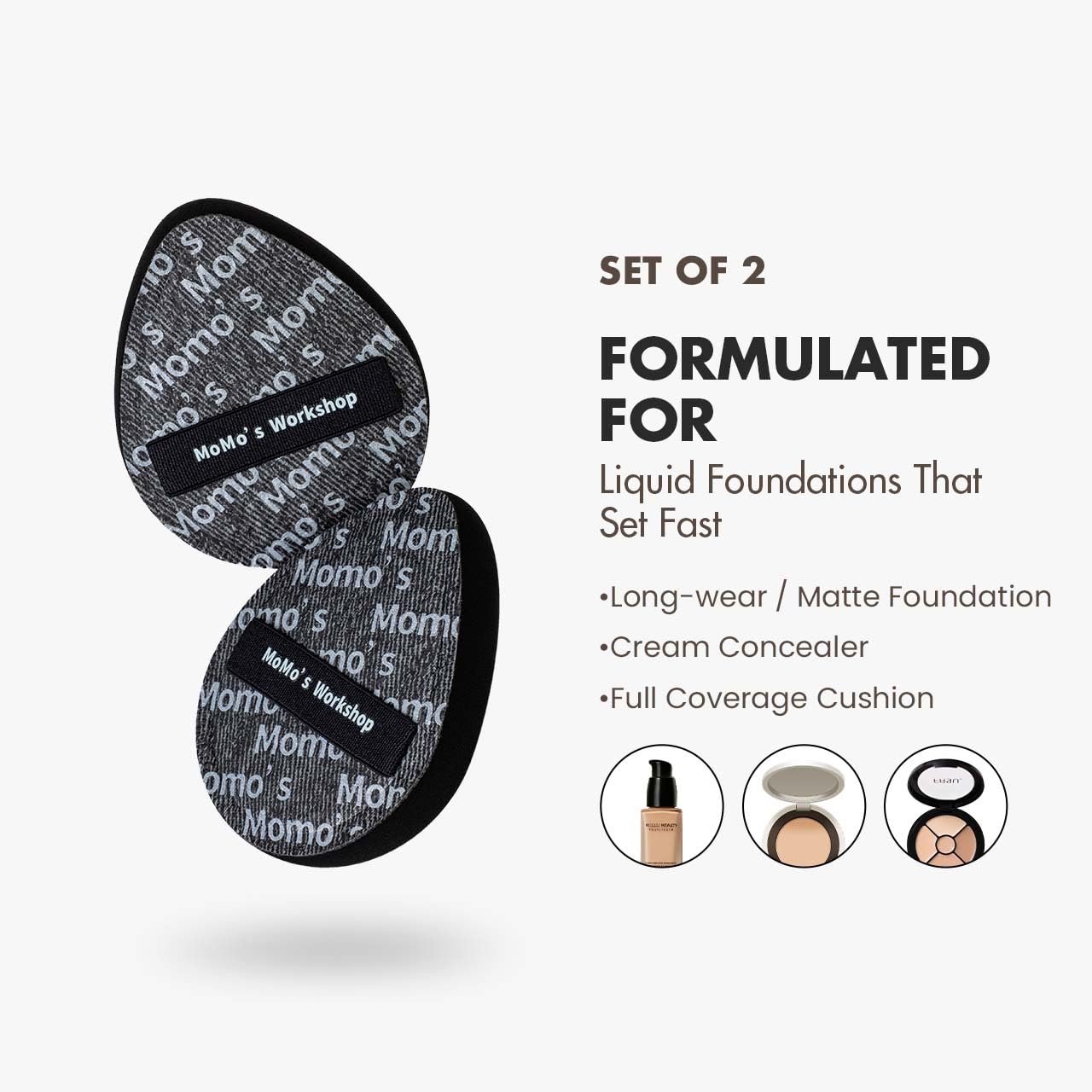 Black Denim Makeup Sponges,Blender Sponges for Foundation & Concealer, Non-Absorbent Rubycell, Large Beauty Sponge,Makeup on Details Targeted, Travel Friendly & Reusable,2pcs-GlimoraGlow