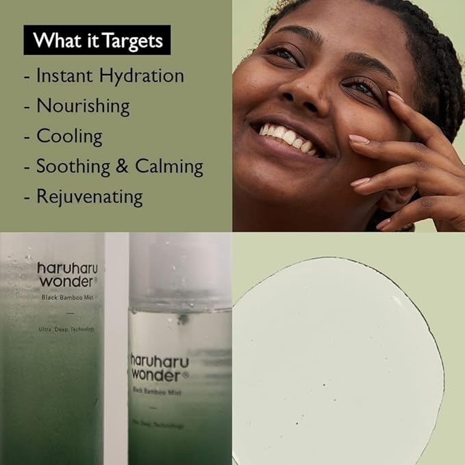 haruharu Wonder Black Bamboo Mist, 2.7 fl.oz. Hydrating and Firming Skin, Black Rice, Panax Ginseng for Clean and Smooth Skin Surface, Korean Skincare, Vegan, Cruelty Free-GlimoraGlow