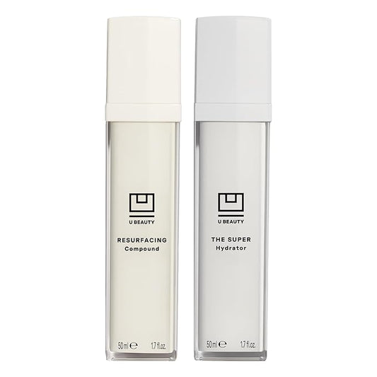 The U Beauty Duo - Resurfacing Compound & SUPER Hydrator Set - Vitamin C & E, Retinol, Hyaluronic Acid - Moisturizing Face Serum Duo for Smooth, Hydrated and Softer Skin, Set of 2 1.7 fl oz-GlimoraGlow