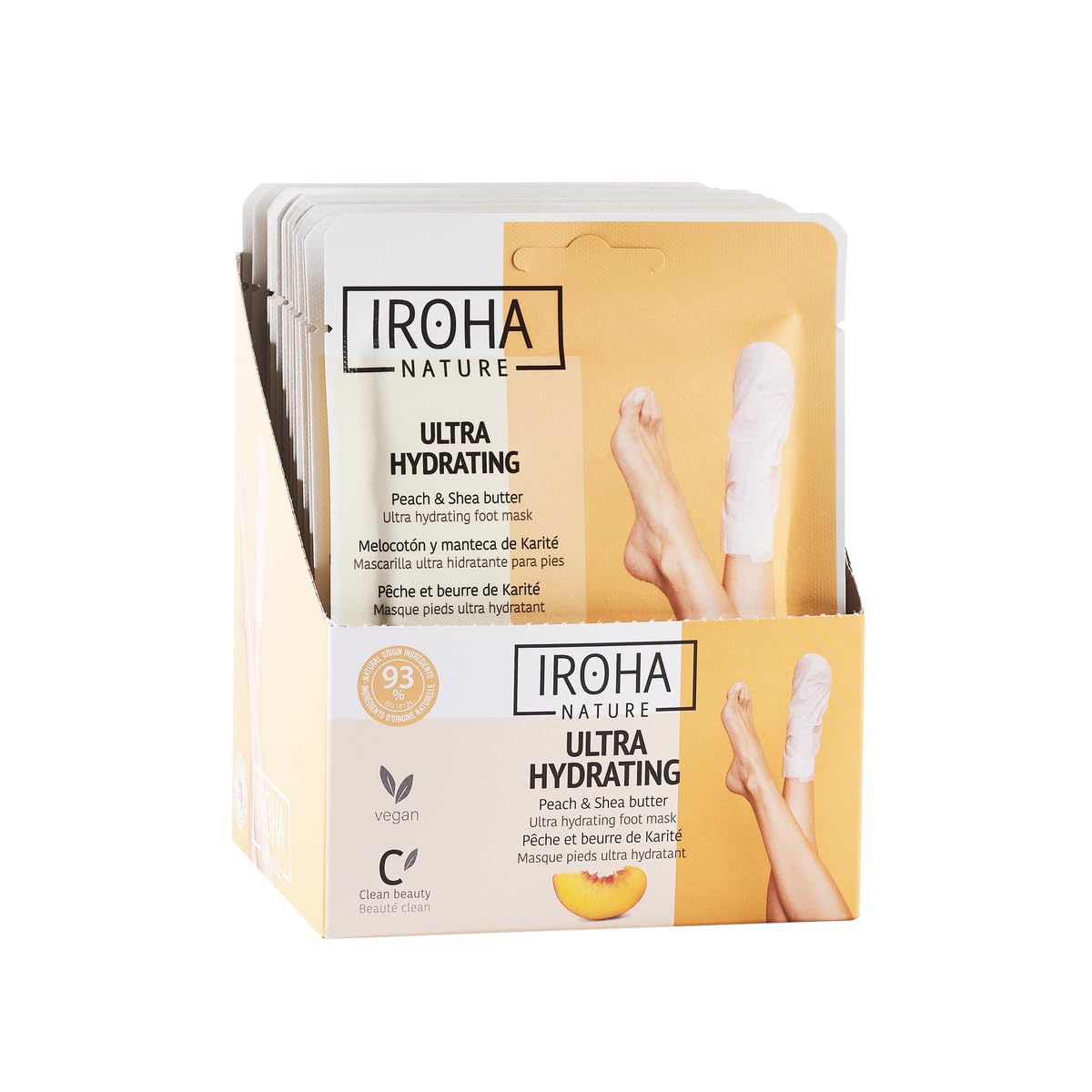 IROHA NATURE Repairing Foot Mask Socks with Peach & Shea Butter | 15 Pairs | Deep Hydration & Instant Repair | For Dry & Cracked Feet | Natural & 100% Vegan | Proven Results-GlimoraGlow