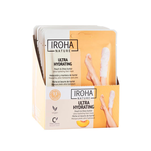 IROHA NATURE Repairing Foot Mask Socks with Peach & Shea Butter | 15 Pairs | Deep Hydration & Instant Repair | For Dry & Cracked Feet | Natural & 100% Vegan | Proven Results-GlimoraGlow