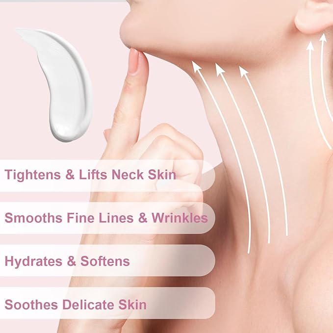 Neck Firming Cream with Gua Sha Tool, Neck Tightening Cream for Crepey Skin, Moisturizing and Lifting Neck Cream for Fine Lines and Sagging Skin 50g-GlimoraGlow