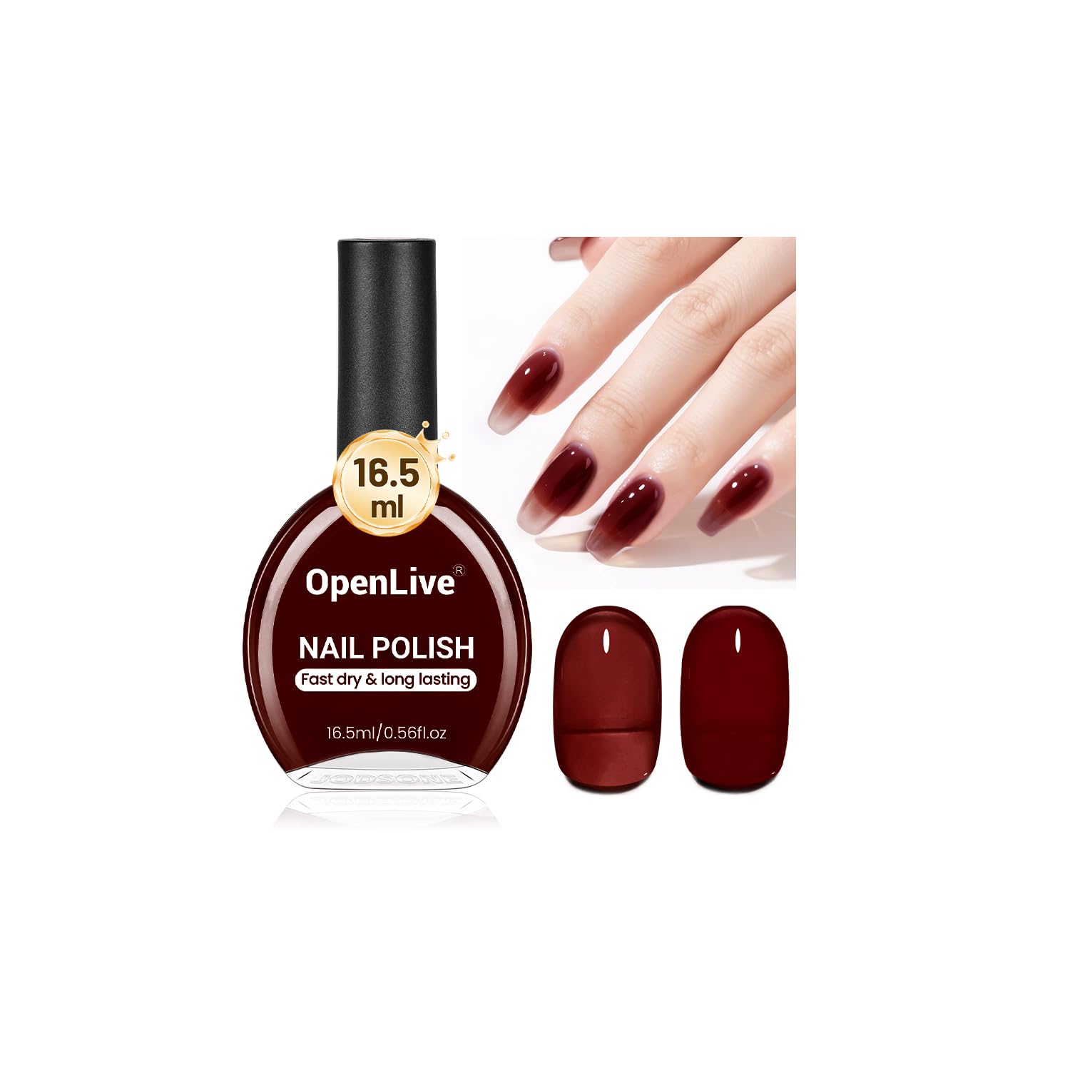 16.5ml Jelly Burgundy Nail Polish Large Volume Quick Dry Nail Polish, Long Lasting Shine, Fingernail Toenail Nail Art DIY Home Travel Nail Art Gift-GlimoraGlow