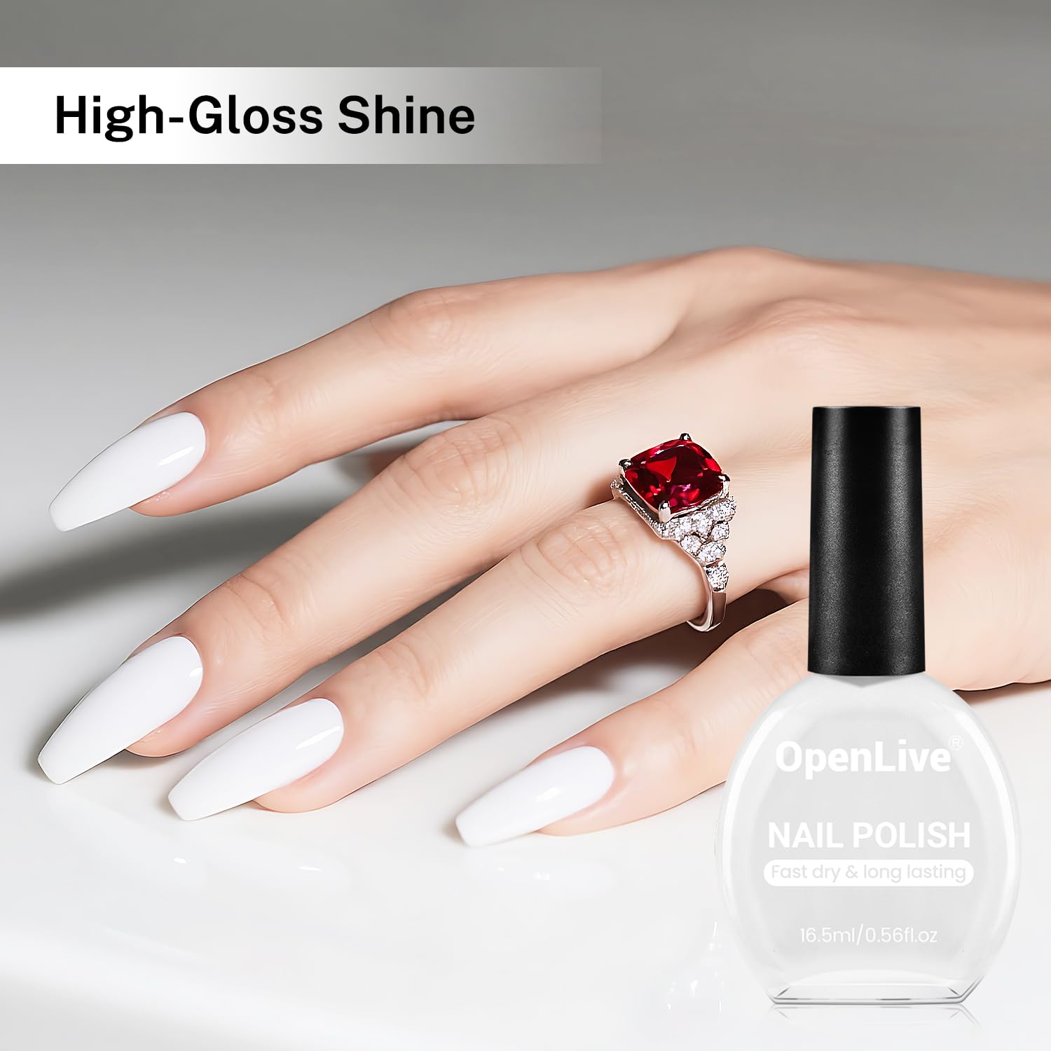 16.5ml White Nail Polish Large Volume Quick Drying Nail Polish, Fast Drying and Long Lasting Color Nail Art DIY Home Manicure Gift for Women-GlimoraGlow