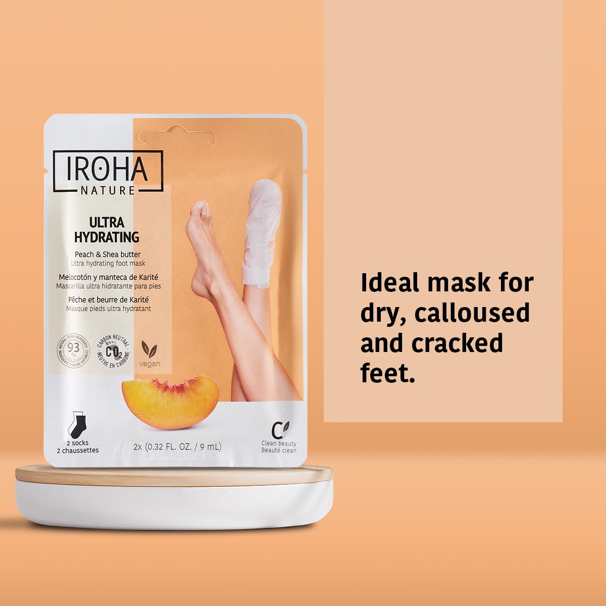 IROHA NATURE Repairing Foot Mask Socks with Peach & Shea Butter | 15 Pairs | Deep Hydration & Instant Repair | For Dry & Cracked Feet | Natural & 100% Vegan | Proven Results-GlimoraGlow
