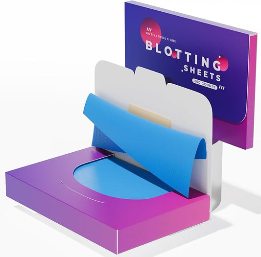 ROSELYNBOUTIQUE Oil Blotting Sheets for Face - 200 Organic Premium Flexible Silky Blotting Sheets Instant Oil-Absorbing Remove Excess Oil & Shine Oil Control Films-GlimoraGlow