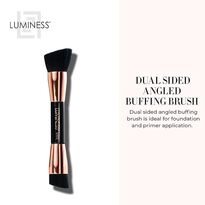 LUMINESS Dual-Sided Angled Buffing Brush - Cruelty-Free Synthetic Bristles Ideal for Foundation & Primer - Soft Fibers Gives Silky Touch on Skin & Creates Flawless Base with Perfect Finish-GlimoraGlow