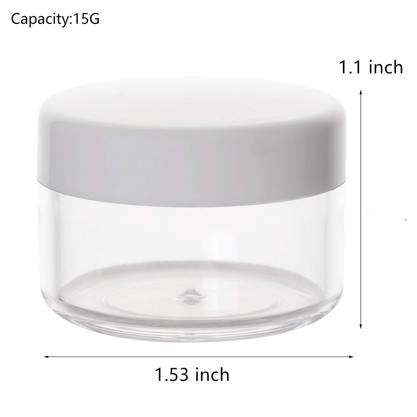 100 Count Empty Makeup Jars 15g Cosmetic Containers with Lids Leak Proof Sample Containers Refillable Plastic Containers - White-GlimoraGlow