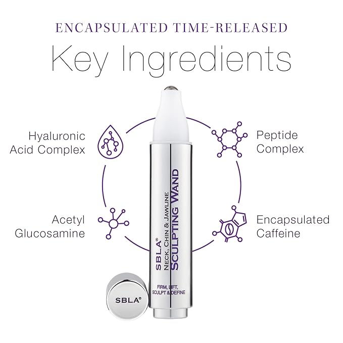 SBLA Beauty - Neck, Chin & Jawline Sculpting Wand 0.7 Fl Oz / 20mL - Lifts & Firms the Neck, Chin, Jawline & Decollete - Reduces Lines & Wrinkles - Smooths, Tightens Sagging Skin - Evens Out Skin Tone-GlimoraGlow