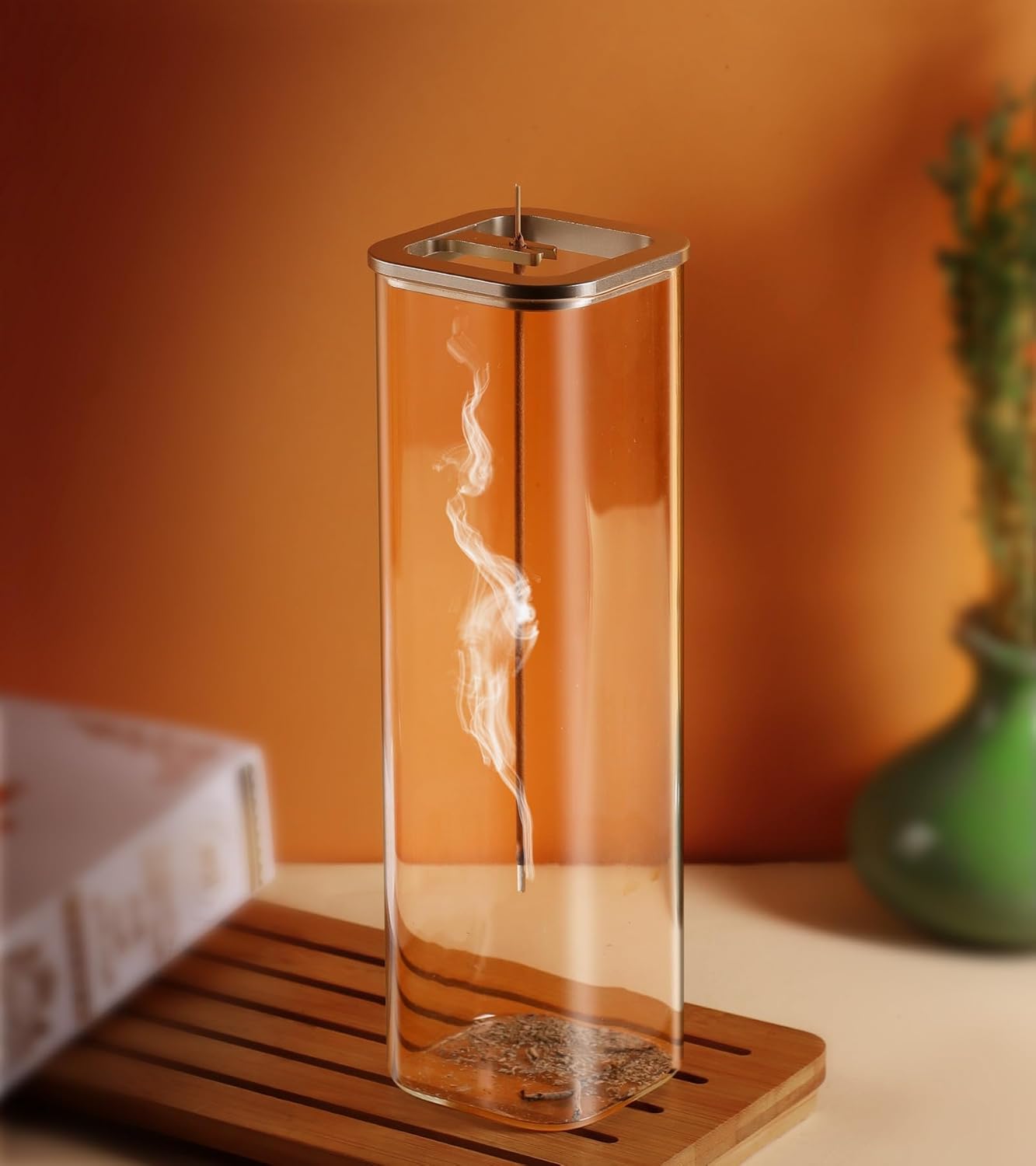 Insence-Stick Holder [Anti-Ash Flying], Modern Incense Burner Holder with Removable Glass Ash Catcher, for Home Decor Yoga Meditation-GlimoraGlow