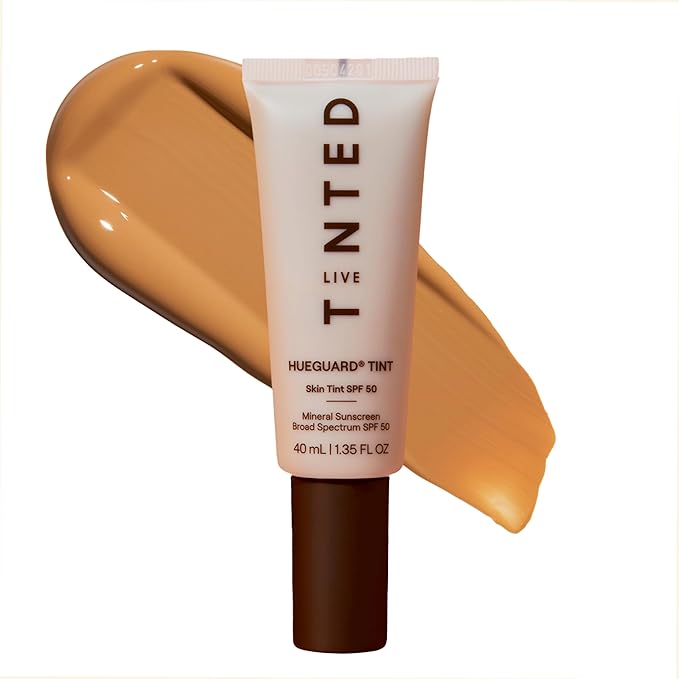 Live Tinted Hueguard Skin Tint SPF 50 - Tinted Mineral Sunscreen with Light-Medium Buildable Coverage With a Hydrating and Radiant Finish - Water and Sweat Resistant, 1.35 fl oz - Shade 07-GlimoraGlow