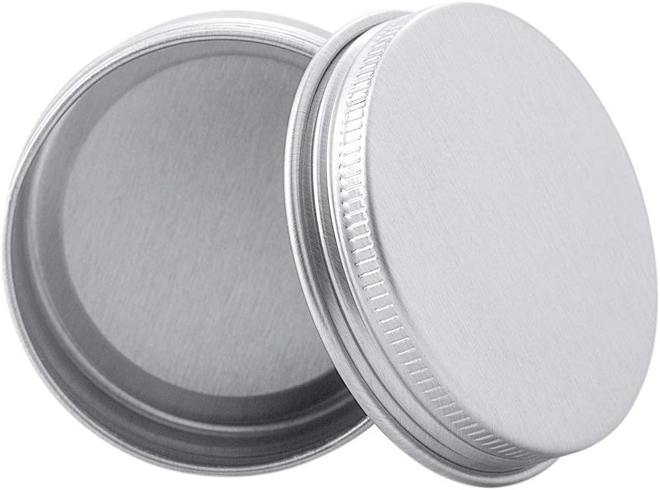 2 Ounce Aluminum Tin Jar Refillable Containers 60 ml Aluminum Screw Lid Round Tin Container Bottle 60 Pack for Cosmetic,Lip Balm, Cream-GlimoraGlow