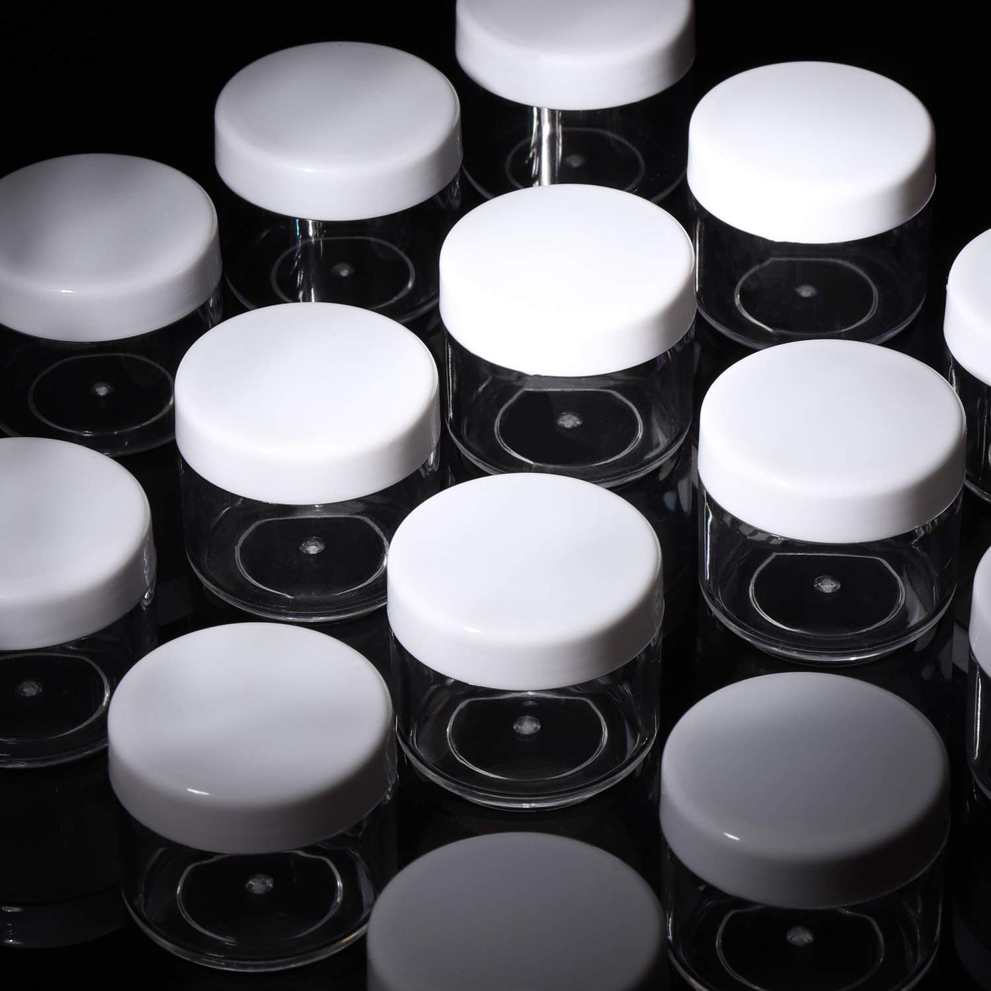 100 Count Sample Containers with lids 20g Plastic Cosmetic Jars Leak Proof Traveling Makeup Containers for Cream and Lotions - White-GlimoraGlow