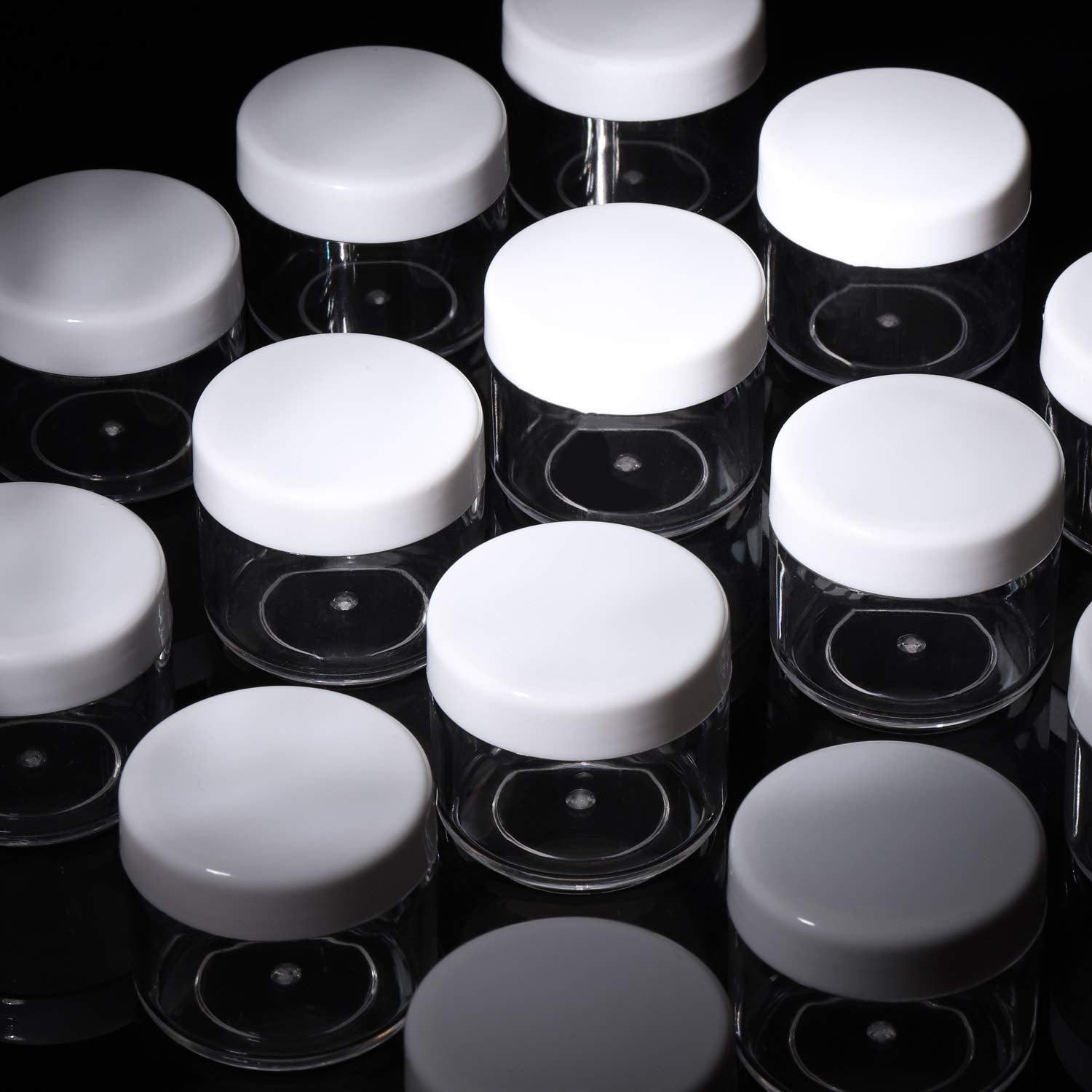 100 Count Sample Containers with lids 20g Plastic Cosmetic Jars Leak Proof Traveling Makeup Containers for Cream and Lotions - White-GlimoraGlow