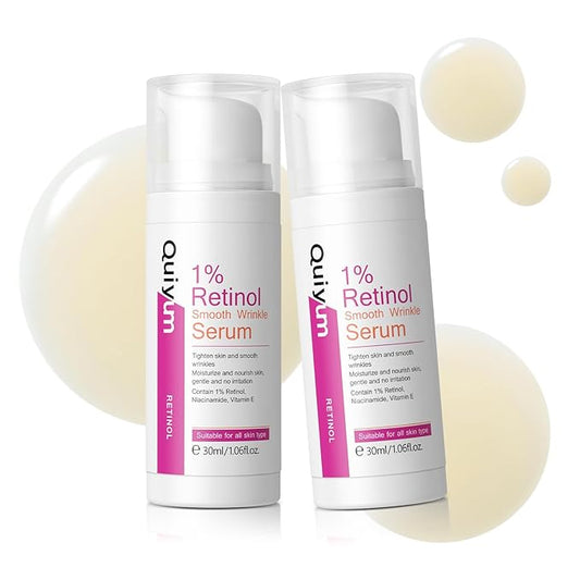1% Retinol Serum for Face, Facial Serums for Anti Aging with Retinol, Niacinamide & Vitamin E for Fine Lines, Wrinkles & Dark Spots, Daily Skincare to Smooth & Firm Skin, 1.06 fl. oz, Pack of 2-GlimoraGlow