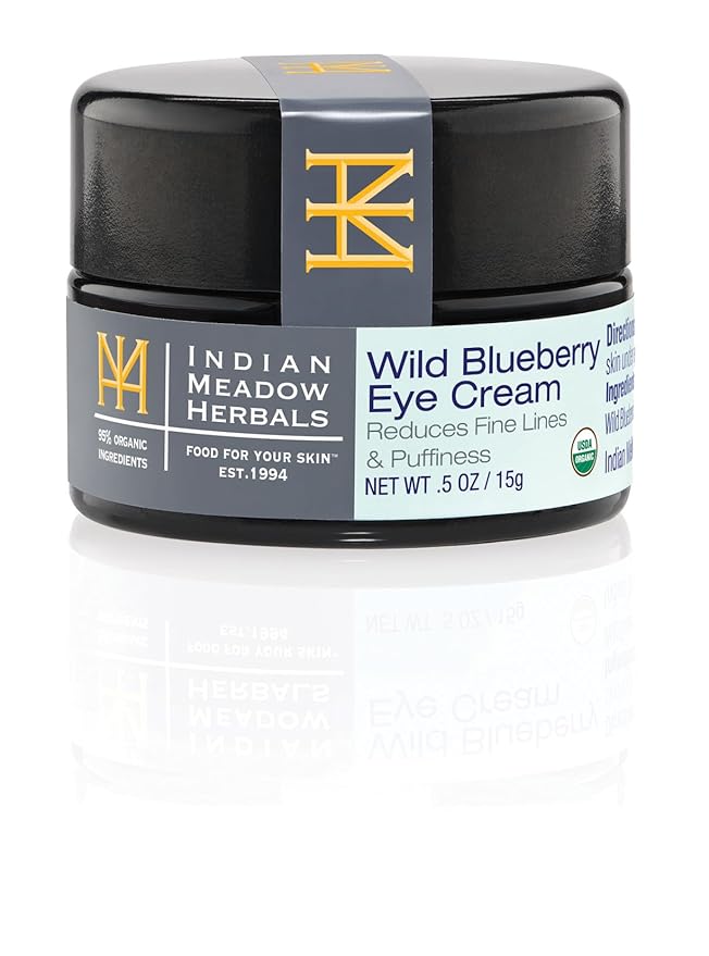 Indian Meadow Herbals Wild Blueberry Eye Cream (.5oz) - Under Eye Cream for Puffy Eyes & Fine Lines – Anti-Aging Eye Care w/Organic Herbs, Oils-GlimoraGlow