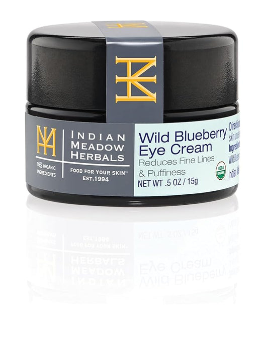 Indian Meadow Herbals Wild Blueberry Eye Cream (.5oz) - Under Eye Cream for Puffy Eyes & Fine Lines – Anti-Aging Eye Care w/Organic Herbs, Oils-GlimoraGlow