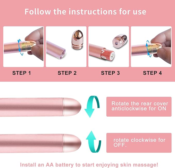 2 Pack T Shape Face Massager Beauty Bar Golden & Pink Facial Massager, Portable Electric Vibration Face Neck Body Massager for Firming Lifting Anti Aging Skin Tightening Wrinkle Reducing-GlimoraGlow