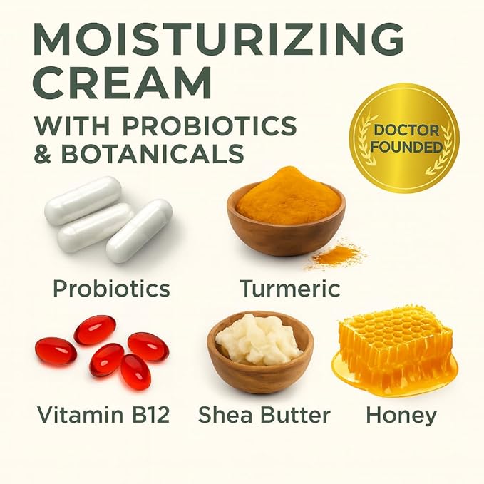 Yobee Body & Face Cream for Dry, Itchy Skin | Dermatologist Formulated | Probiotics, Honey, Turmeric, Vitamins B12 & E, Ceramides, Shea Butter | Fragrance Free | For Kids & Adults | Soothe Eczema-GlimoraGlow