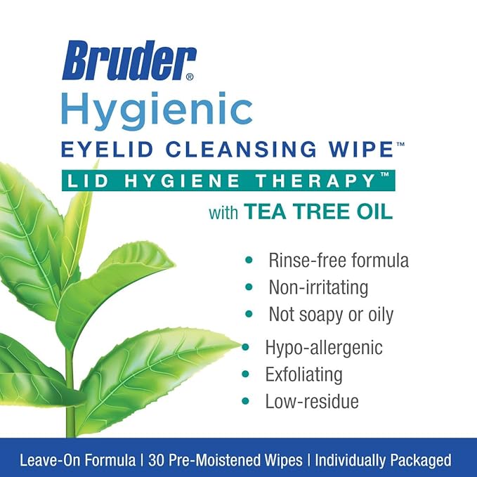 Hygienic Eyelid Cleansing Wipes with Tea Tree Oil l Relief from Demodex l Pre-Moistened, Rinse-Free Exfoliating Wipes Remove Excess Oil and Debris from Eyelids & Lashes l 30 Count Box-GlimoraGlow