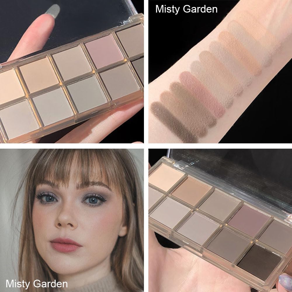 10 Colors Nude Gray Taupe Matte Eyeshadow Palette,Neutral Nude Eye Shadow Palette,Long Lasting Waterproof Travel Size Makeup Pallete,Vegan,Cruelty -free-GlimoraGlow