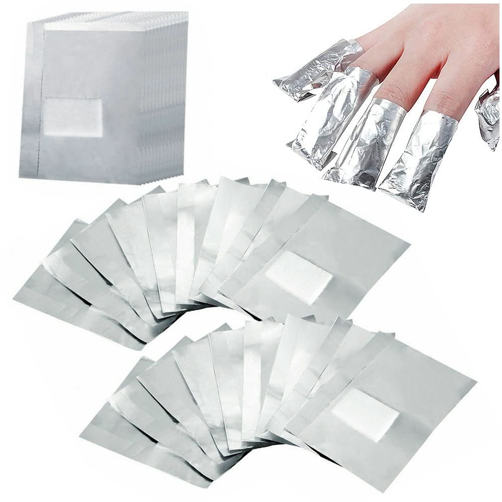 200Pcs Nail Polish Remover Gel Nail Foil Wraps Aluminium Soak Off Foils Cotton Pads Gel Nail Polish Wraps Removal Tool Finger Nail Polish Remover with Lint-Free Lager Cotton Pad-GlimoraGlow