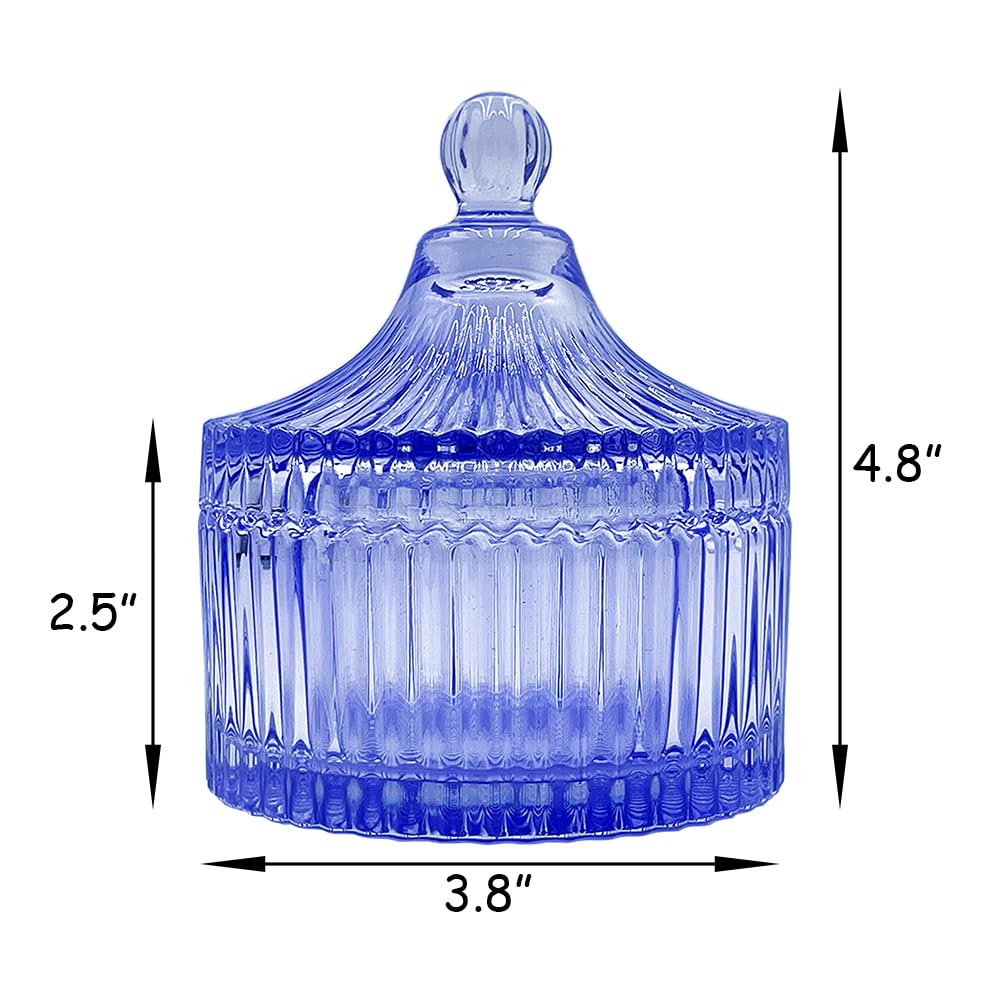 Ultra Soft Powder Puff and Container 3.3" High Density Velvet Dusting Washable Reusable Powder Puff,Body Powder Puff and Glass Jar Holder Loose Powder Box with Puff for Face Makeup(Blue)-GlimoraGlow