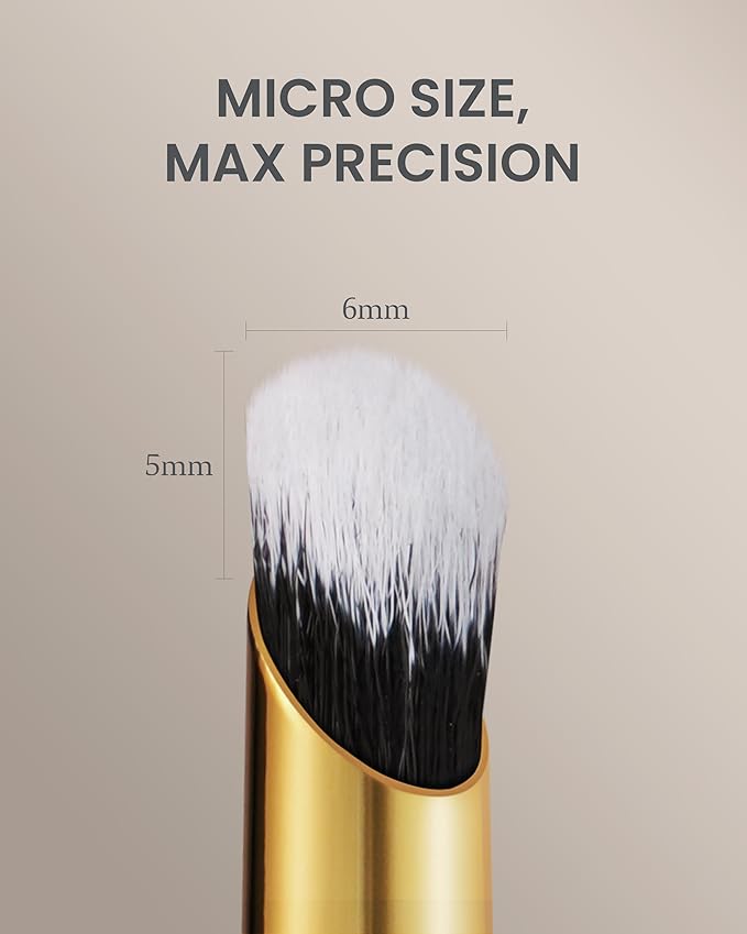 Desert Oak Series MicroBlur Tap Concealer - 6mm Finger-Tip Precision Brush for Tear Troughs & Acne Spots, Vegan Nylon, Bubinga Handle (CM 199)-GlimoraGlow