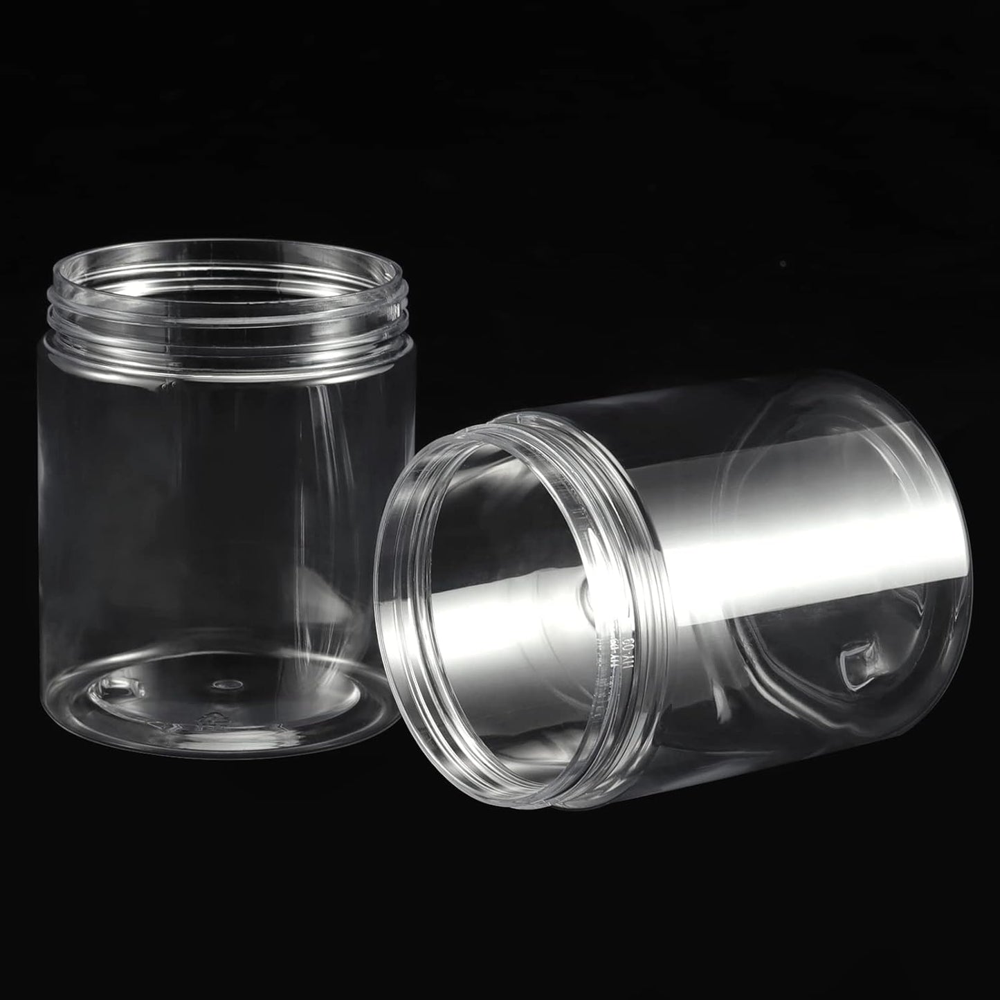 JEUIHAU 46 Pack 8 OZ Plastic Jars with Lids, Clear Empty Slime Storage Containers with Screw On Lids, Plastic Cosmetic Containers for Slime Making, Food, Beauty Products, BPA Free-GlimoraGlow