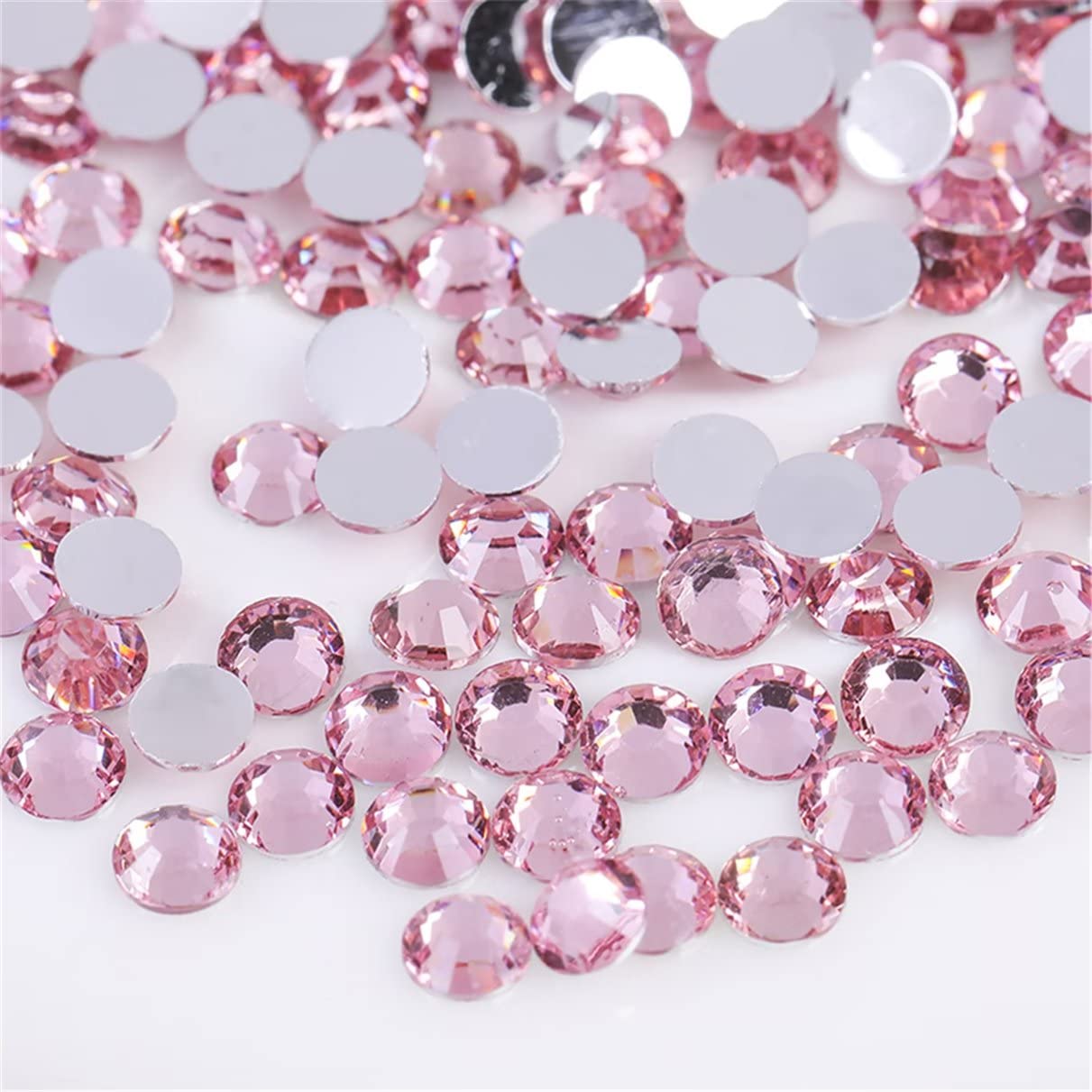 1000 Pieces SS20 5mm Flatback Rhinestones Clear Glass Round Gems Crystals for Nail Art DIY Crafts Clothes Shoes Bags （Light Pink）-GlimoraGlow