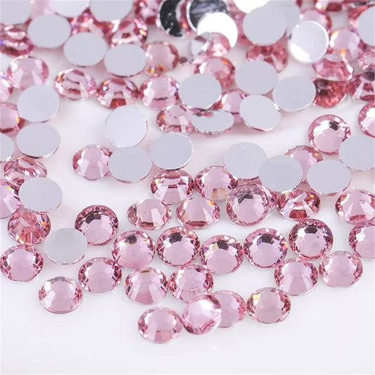 1000 Pieces SS20 5mm Flatback Rhinestones Clear Glass Round Gems Crystals for Nail Art DIY Crafts Clothes Shoes Bags （Light Pink）-GlimoraGlow
