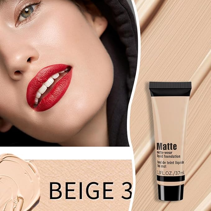 1 Pack Liquid Foundation Cream for Face Makeup,Durable Full Coverage Matte Concealer Make Up,Oil Control & Waterproof Base Primer -1 Fl.Oz (BEIGE 7#)-GlimoraGlow