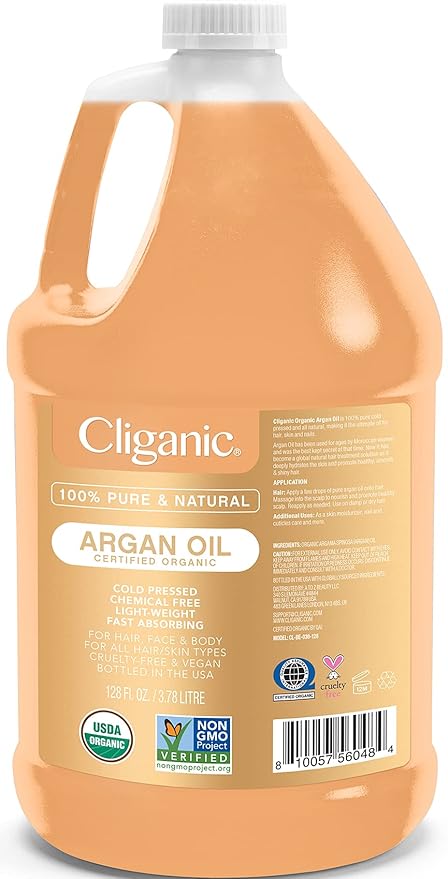 Cliganic Organic Argan Oil Bulk, Gallon Size 128oz, 100% Pure, Non-GMO-GlimoraGlow