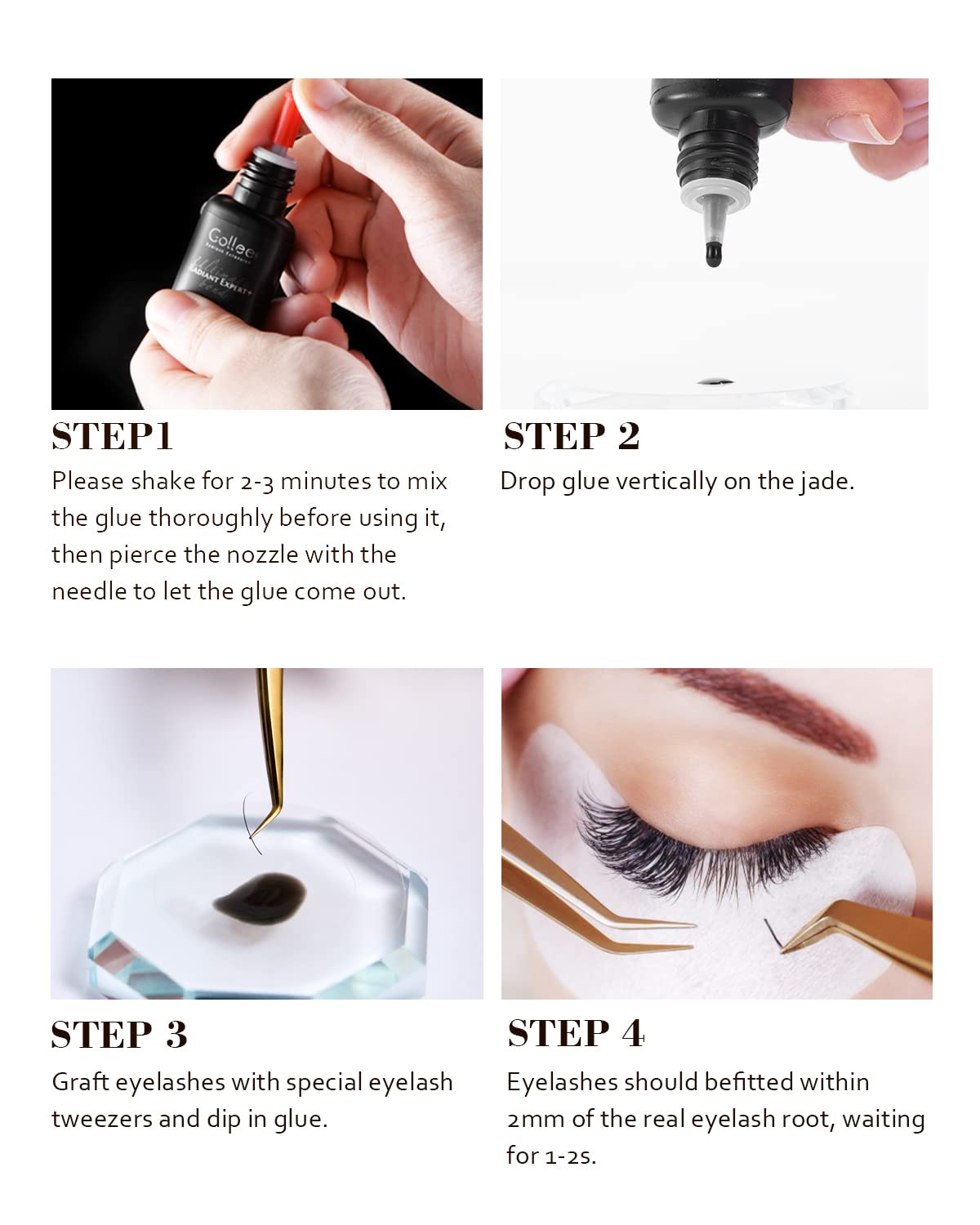 Eyelash Extension Glue - 0.5 Sec Fast Drying, 8 Week Retention (0.17fl.oz / 5ml) Waterproof Black Adhesive for Semi-Permanent Lash Extensions - Professional Use Only-GlimoraGlow