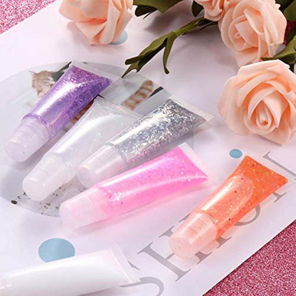 JIAKAI 10ml Mini Clear Refillable Empty Tubes Lip Gloss Balm Container，Soft Tubes Makeup Box，Shampoo Samples Empty Tubes with Screw Cover (10pcs)-GlimoraGlow