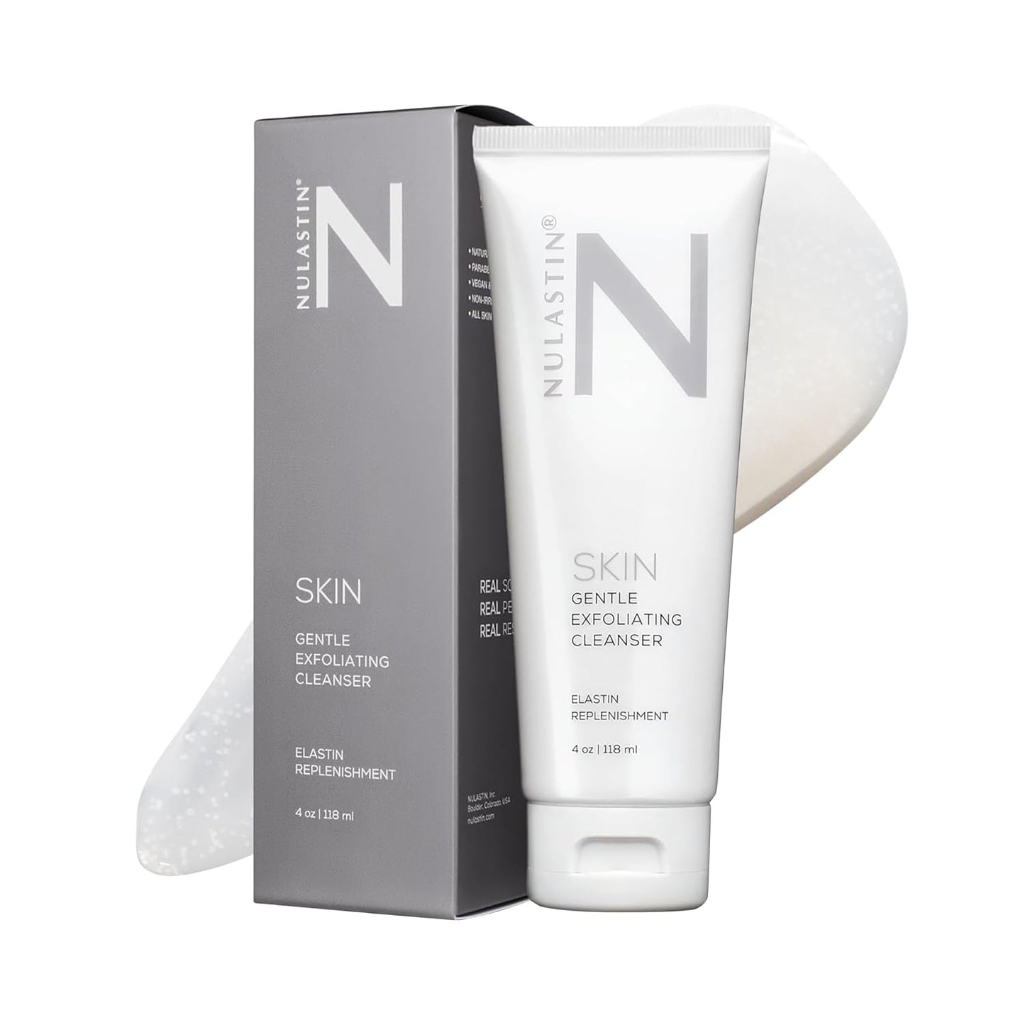 NULASTIN Gentle Exfoliating Face Wash for Women & Men - SKIN Facial Cleanser - Sulfate-Free, Vegan-Friendly & Cruelty-Free - Melt Makeup & Scrub Impurities Away with Every Wash (4 Oz)-GlimoraGlow