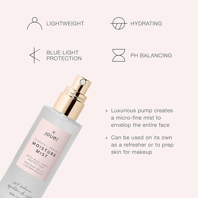 Jouer Hydrate & Repair Moisture Mist with Blue Light Protection, 100ml - Face Spray Mist Hydrating - Makeup Refreshing Mist - Vegan Friendly - Paraben, Gluten, Cruelty & Talc Free-GlimoraGlow