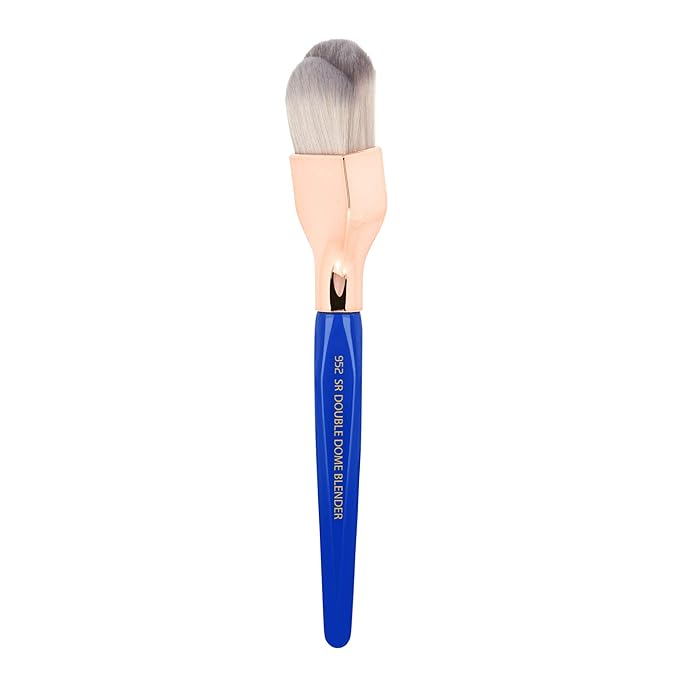 Bdellium Tools Professional Makeup Brush - Golden Triangle 952 Small Rounded Double Dome Blender - With All Vegan and Soft Synthetic Fibers, For Application & Blending (Blue, 1pc)-GlimoraGlow