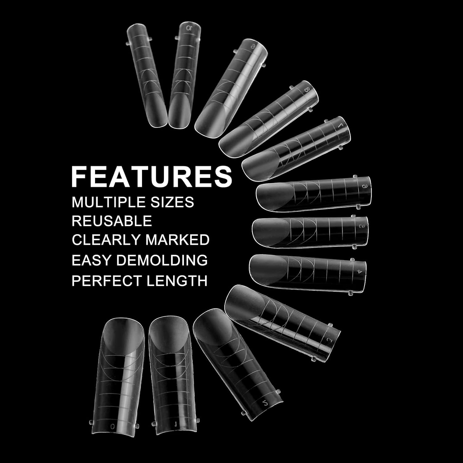 120 Pcs Dual Nail Forms,Matte Square & C-Curved Extension Poly Nail Gel Nail Molds 12 Sizes for Gel Glue, Full Cover Nail Art Design Salon & DIY-GlimoraGlow