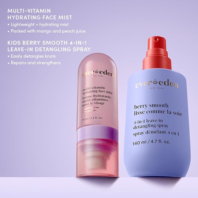 Evereden Kids Multi-Vitamin Hydrating Face Mist | Nourishing Face Spray, Preppy Skincare Essential for Ages 6+ | Clean Formula Safe for Sensitive Skin | Multi-Vitamin Complex, Peach & Mango Juice-GlimoraGlow