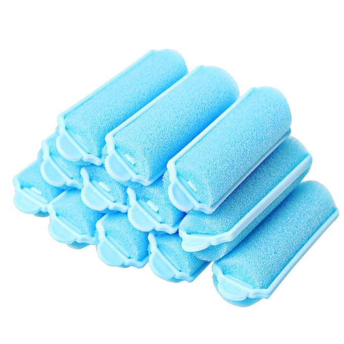 12Pcs Foam Sponge Hair Rollers, Blue Hair Curlers Bouncy Curls Style Tools Accessories-GlimoraGlow