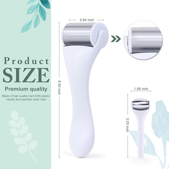 MAANGE Ice Roller For Face & Eye Roller for Puffiness,Stainless Steel Facial Roller Ice Face Roller Mini Roller Set (white 2 pcs)-GlimoraGlow