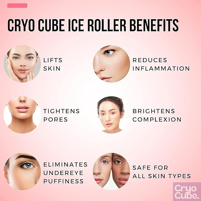 Ice Roller for Face, Eyes and Neck Naturally tone and tighten skin, de-puff eye bags, add a healthy glow Cryotherapy for face and neck which helps enhance skin elasticity (Pack of 1)-GlimoraGlow