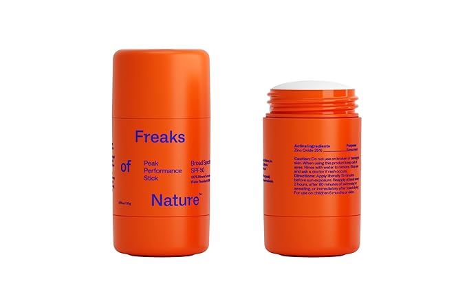 Freaks of Nature Peak Performance Sun Stick SPF 50 | 100% Mineral Sunscreen | Lightweight, 40-Min Water-Resistant | Plant-Based, Eco-Friendly, Reef-Safe, Cruelty-Free | All Skin Types | 0.70 oz-GlimoraGlow