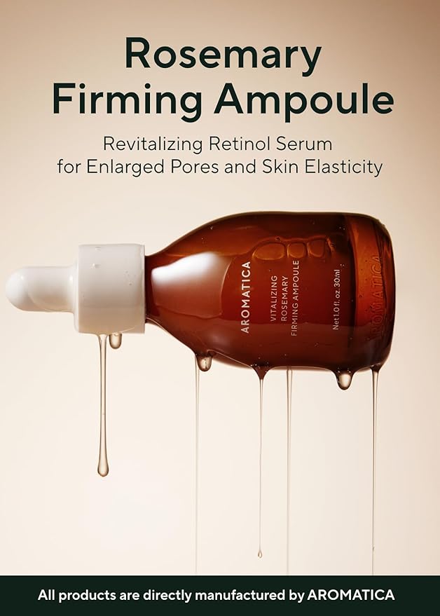 AROMATICA Vitalizing Rosemary Firming Ampoule Serum 30ml - Skin Revitalizing Retinol Serum for Face, Moisturizing & Strengthening Skin Barrier-GlimoraGlow