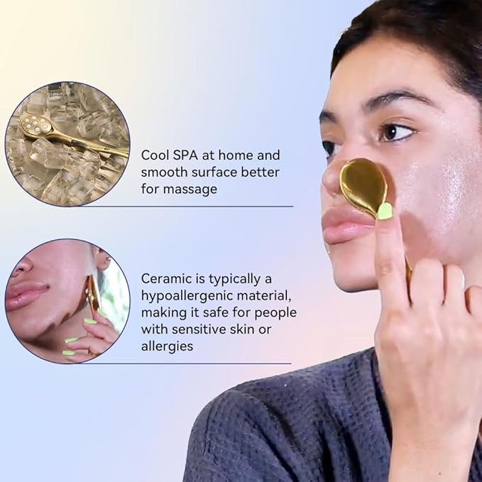 3-in-1 Face Roller for Women – Cryo Sticks for Puffiness, Skin Tightening & Face Lifting, Facial Roller with Cream Spatula, Travel-Friendly Design-GlimoraGlow