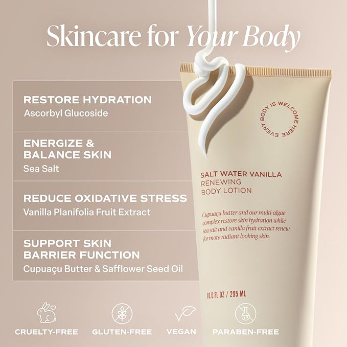 Saltair Body Lotion - 2 Pack Moisturizing Lotion For Dry Skin. Salt Water Vanilla Scented Hydrating Body Cream with Nourishing Moisturizer Formula. Skin Care for Women and Men. 2x 10oz Tubes-GlimoraGlow